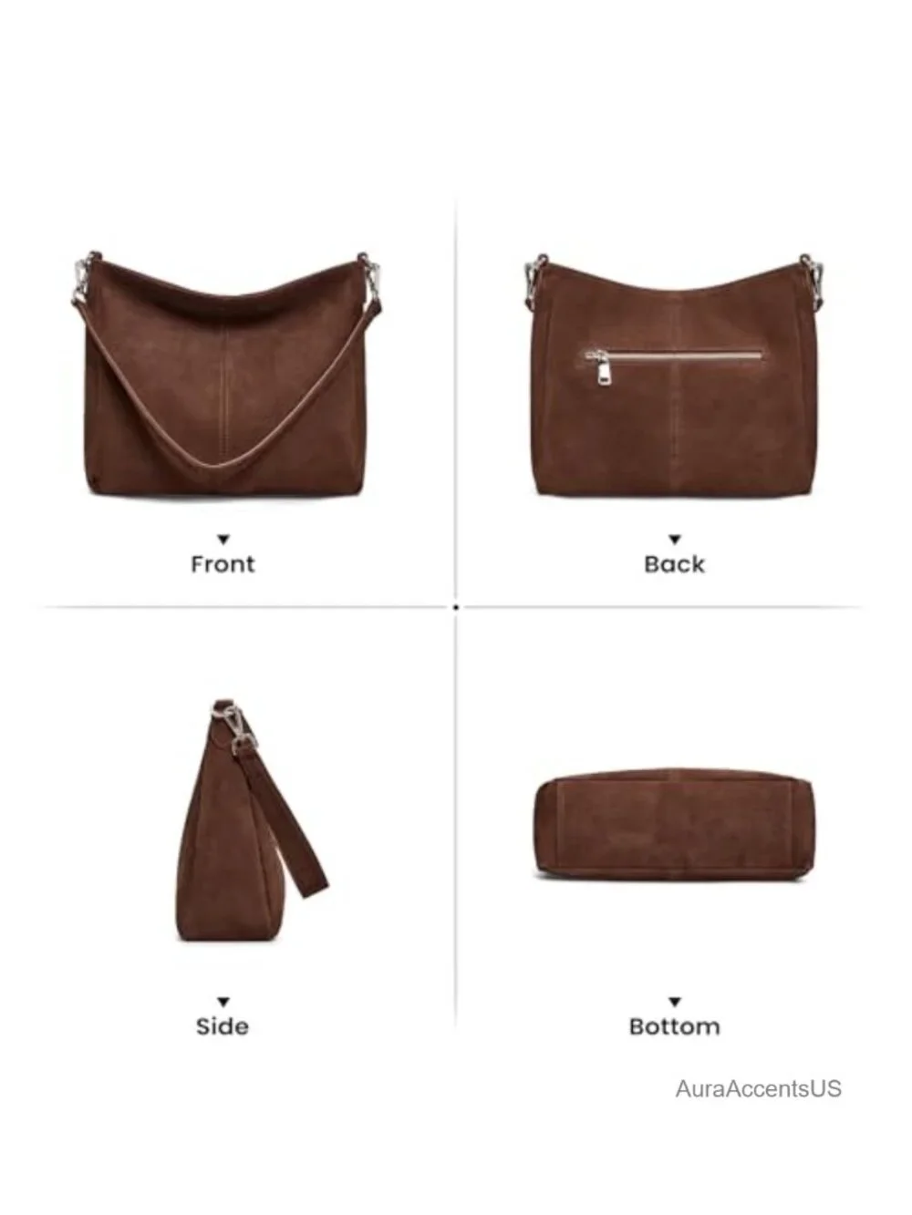 Suede Leather Hobo Bag Crossbody Shoulder Purse for Women